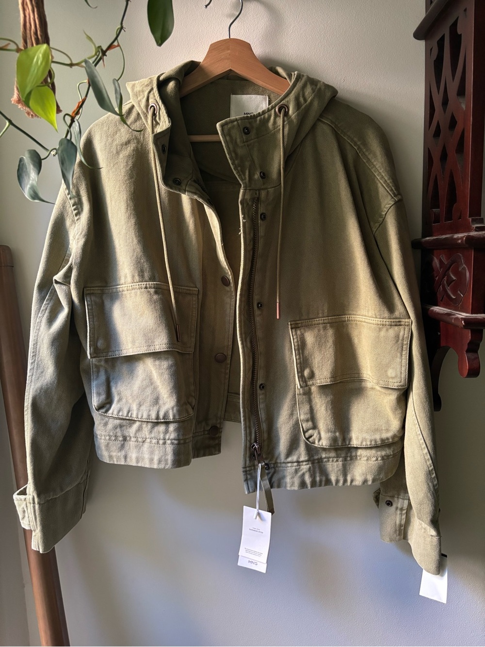 Olive Green Hooded Utility Jacket